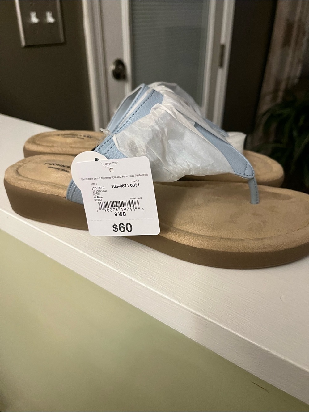 St. John's Bay Pale Blue Slip-On Slide Sandals - Picture 6 of 8